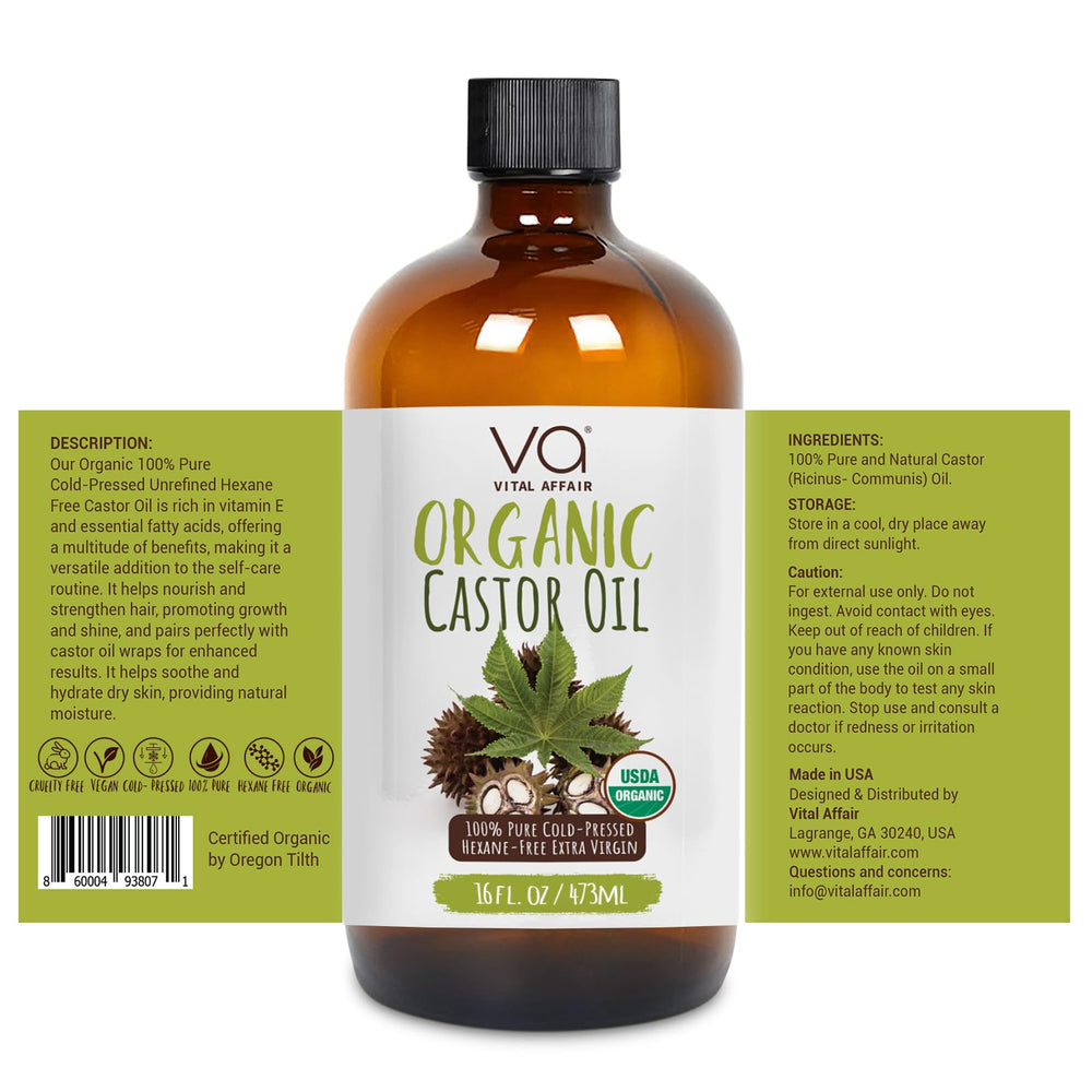 VITAL AFFAIR castor oil for eyelashes and eyebrows close-up brush-on detail.