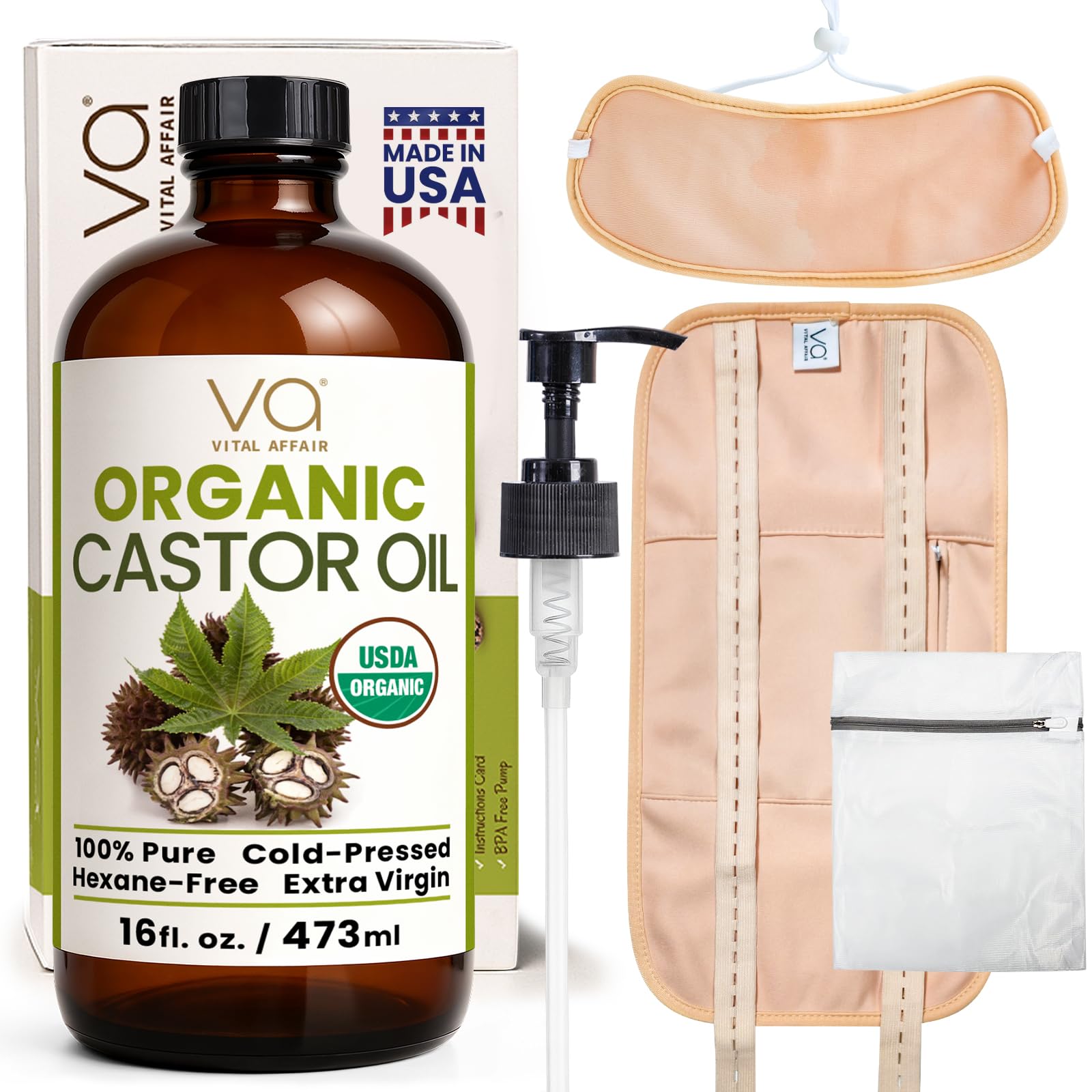 Vital Affair castor oil pack kit bottle for detox routines