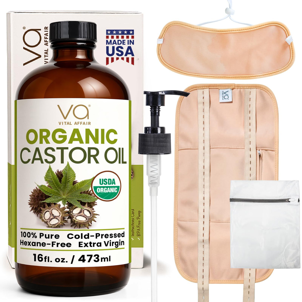 Vital Affair castor oil pack kit bottle for detox routines