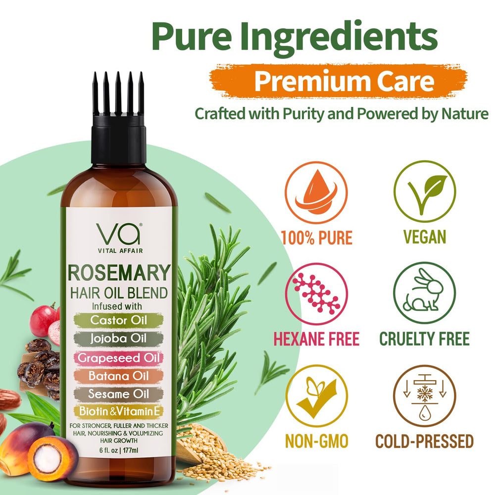 VITAL AFFAIR leave-in oil bottle illustrates lightweight, multipurpose hair care.