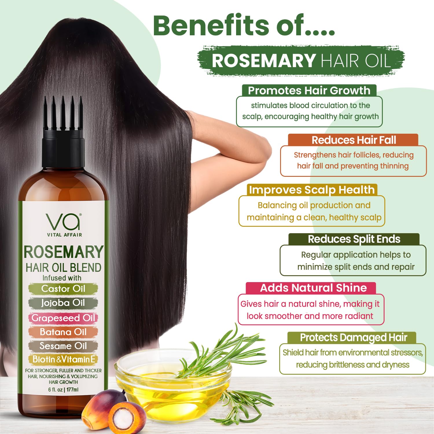VITAL AFFAIR scalp massage oil image showcases soothing, non-greasy daily treatment.