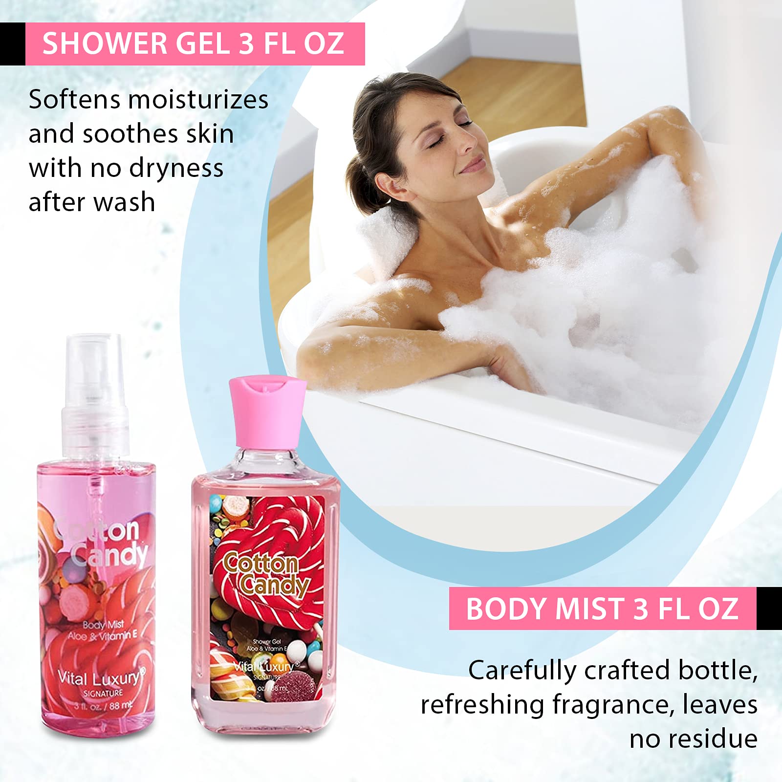 Vital Luxury Cotton Candy fragrance mist 3oz for a light scented boost.