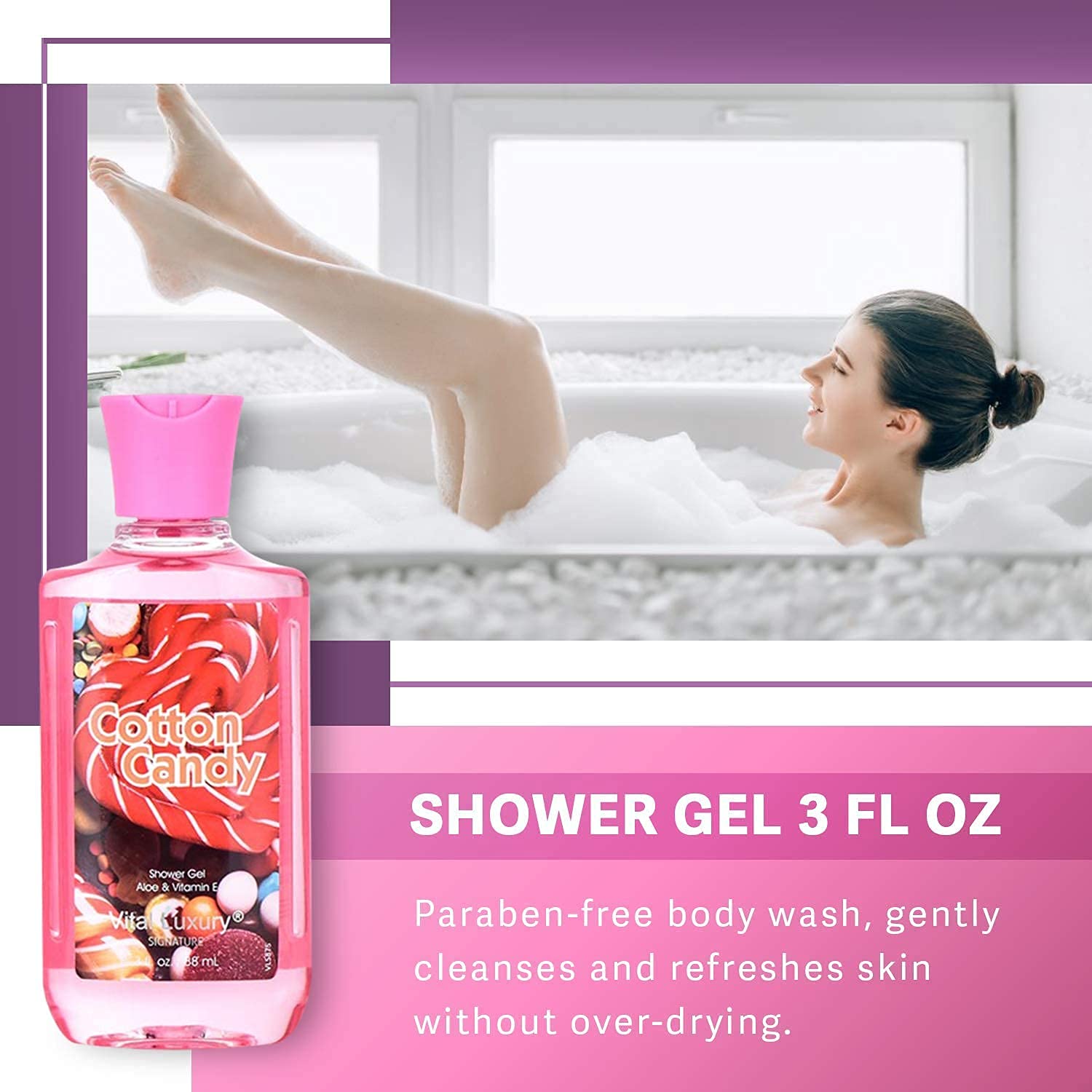 Vital Luxury Cotton Candy Gift Set displayed on a vanity, ideal for gifting.
