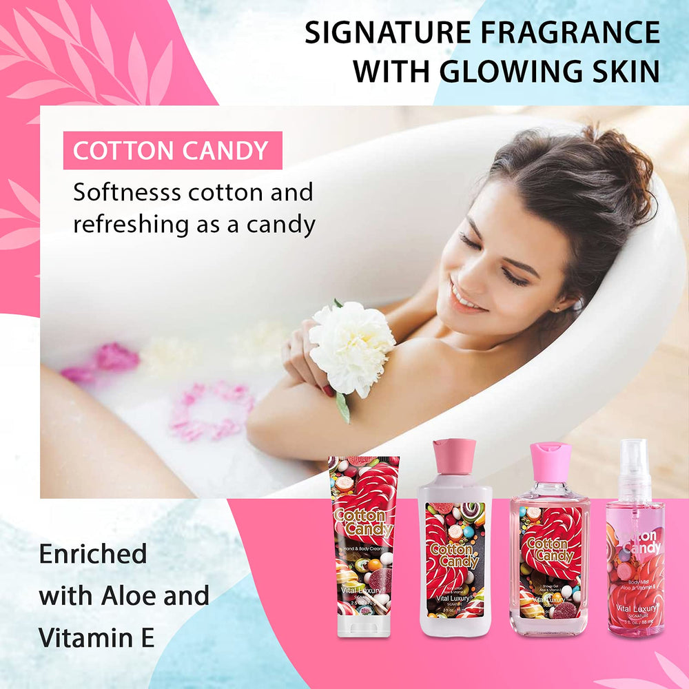 Vital Luxury Cotton Candy shower gel 3oz bottle for a refreshing cleanse.
