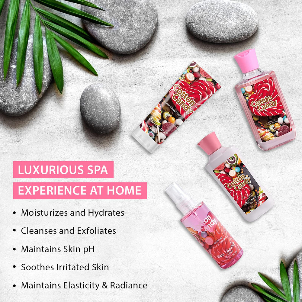 Vital Luxury Cotton Candy spa moment lifestyle shot for at-home relaxation.