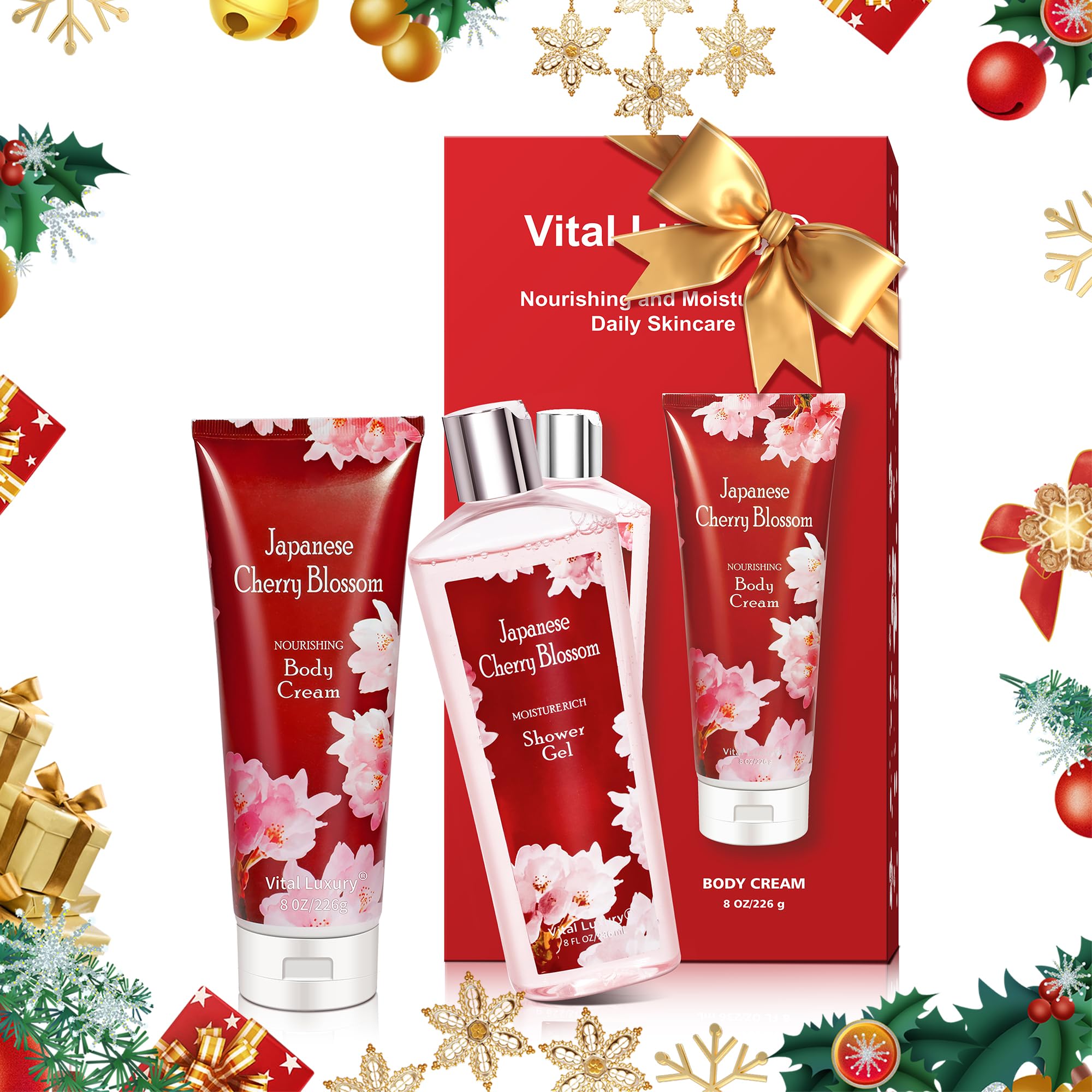 Vital Luxury Japanese Cherry Blossom body cream tube providing deep moisture