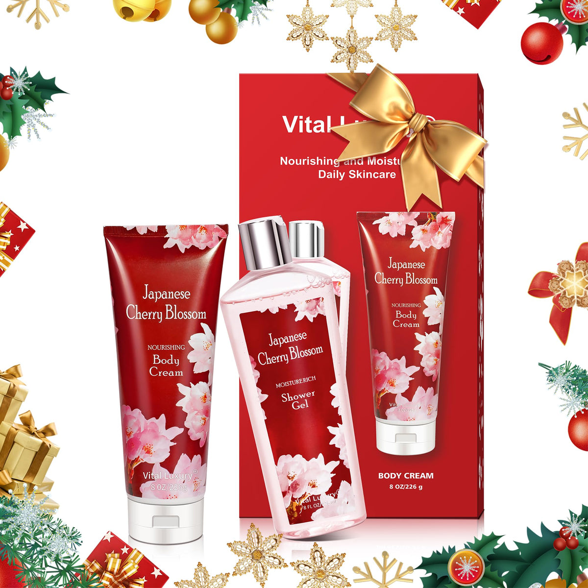 Vital Luxury Japanese Cherry Blossom shower gel bottle delivering silky hydration
