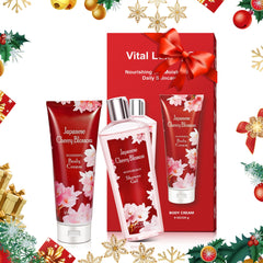 Vital Luxury Japanese Cherry Blossom Shower Gel bottle with long-lasting fragrance.