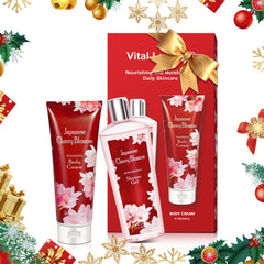 Vital Luxury Japanese Cherry Blossom shower gel bottle delivering silky hydration
