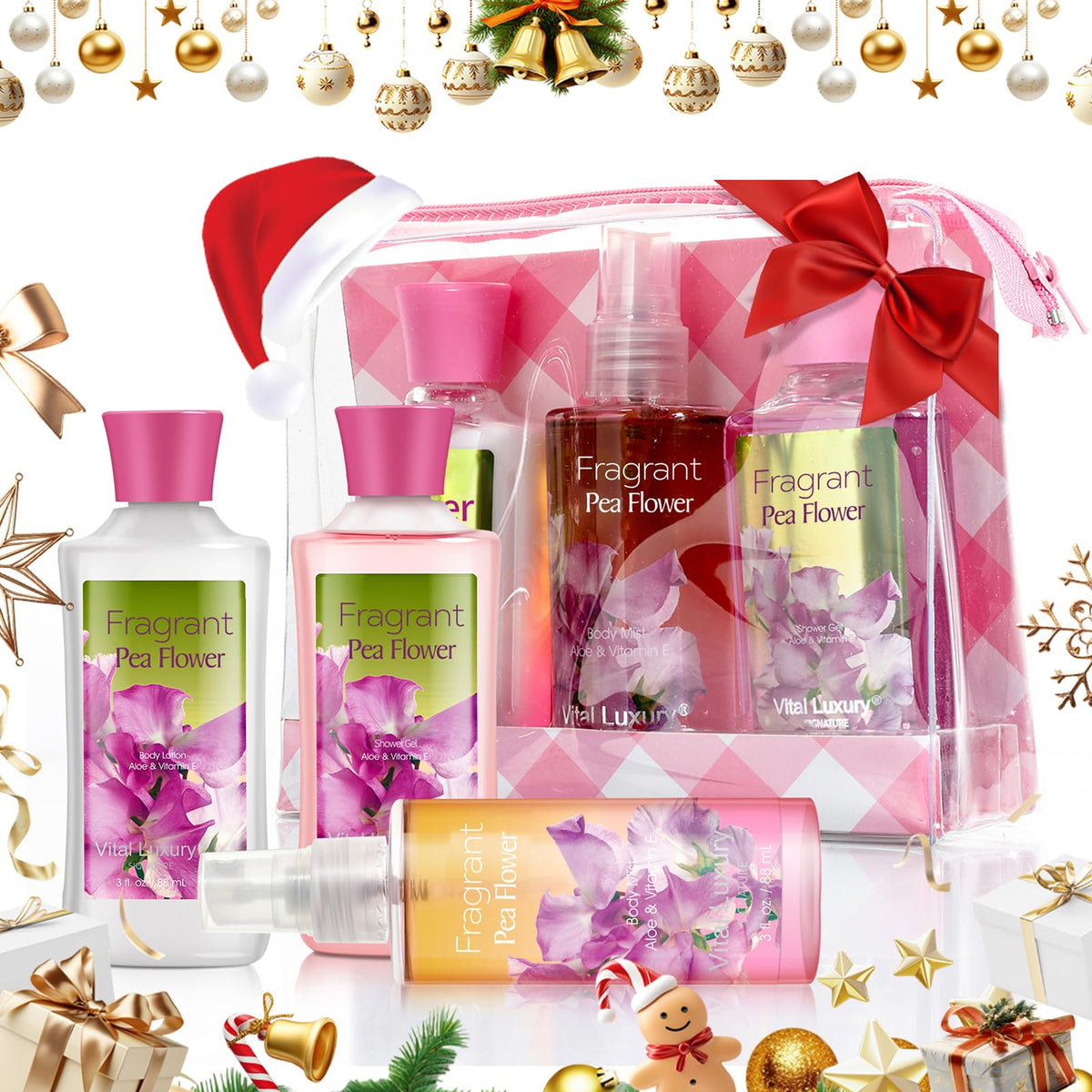 Vital Luxury pea flower shower gel bottle delivering a rich cleansing lather.