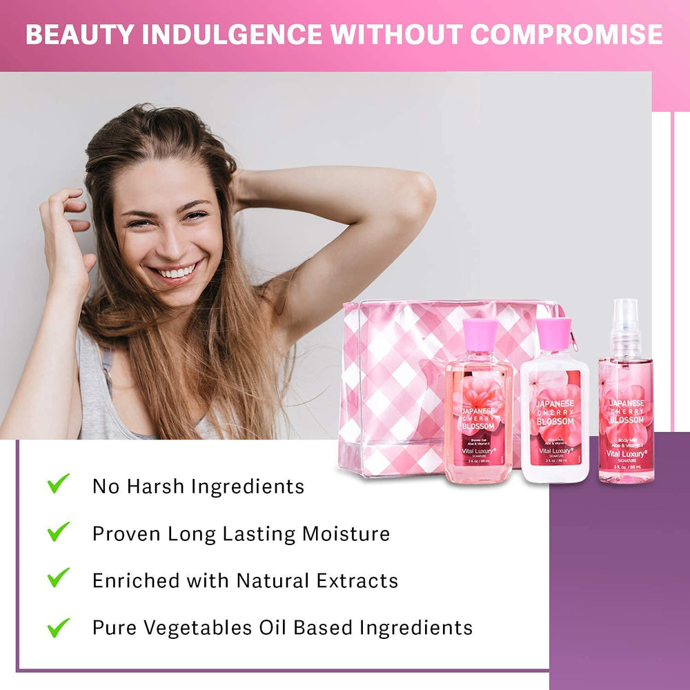 Vital Luxury travel set ritual scene conveys spa at home fragrance