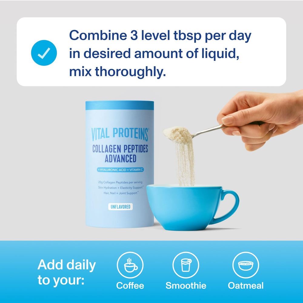 Vital Proteins ingredient label closeup highlighting Vitamin C and hyaluronic acid