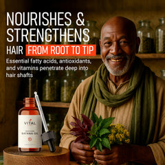 Vital Strands Batana Oil dropper applying oil to the scalp for easy use.