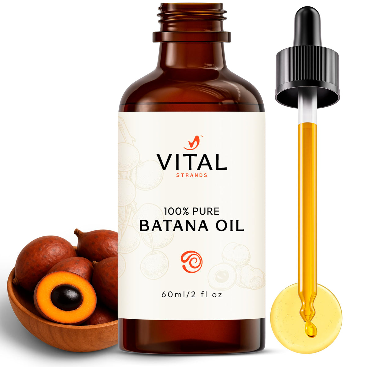 Vital Strands Batana Oil bottle 60ml for daily hair growth nourishment.