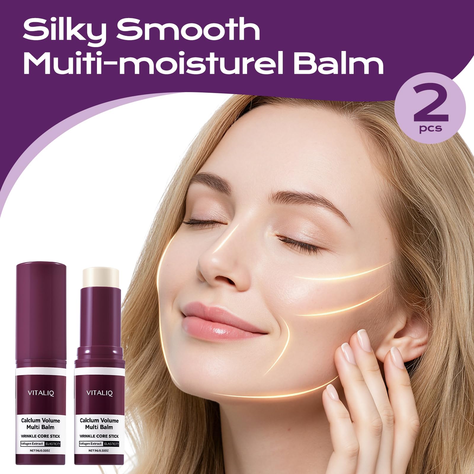 VITALIQ Calcium Balm travel-size packaging emphasizes convenient 0.3 oz stick for travel.