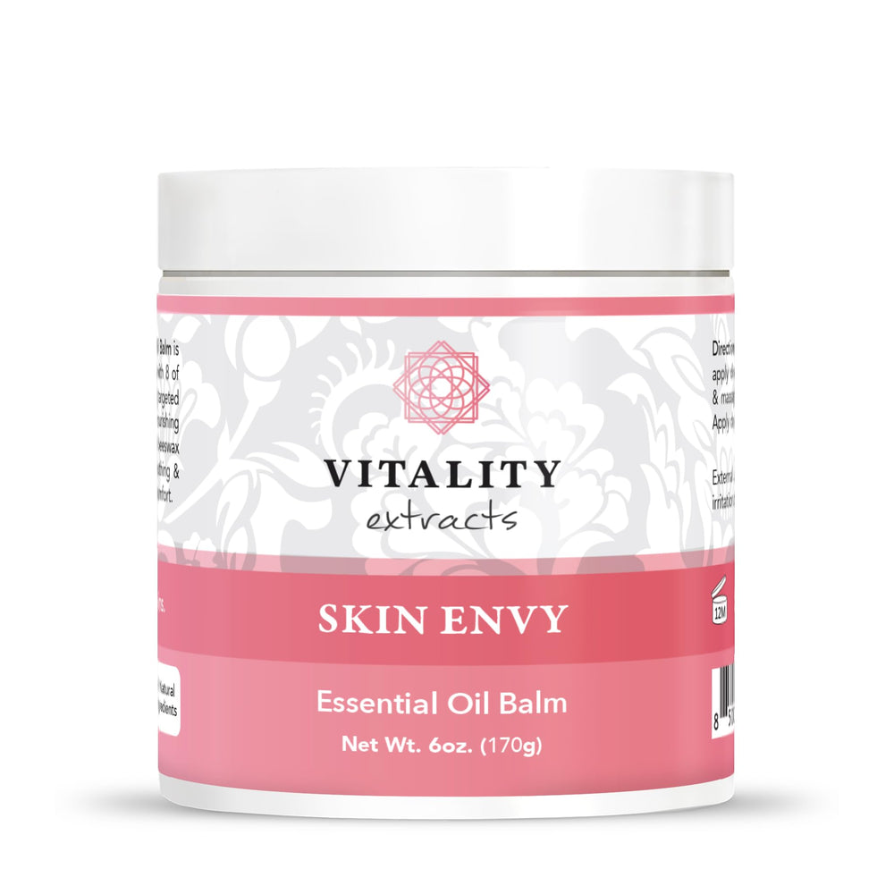 Vitality Extracts Skin Envy Balm jar view highlighting deep hydration for dry, dull skin