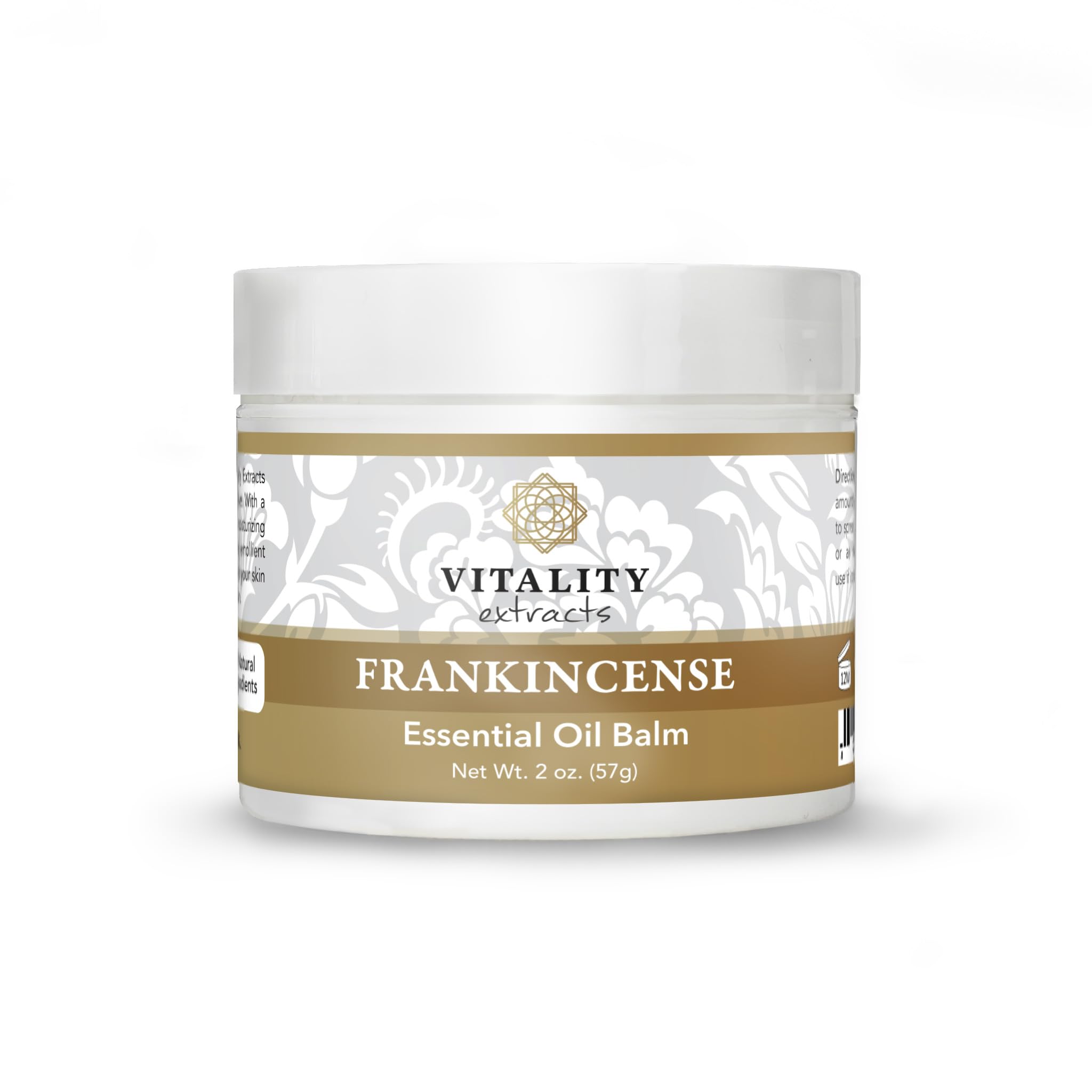 Vitality Frankincense Balm 2oz jar delivers deep hydration for dry skin.