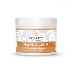 Vitality Frankincense Balm 2oz jar delivers deep hydration for dry skin.