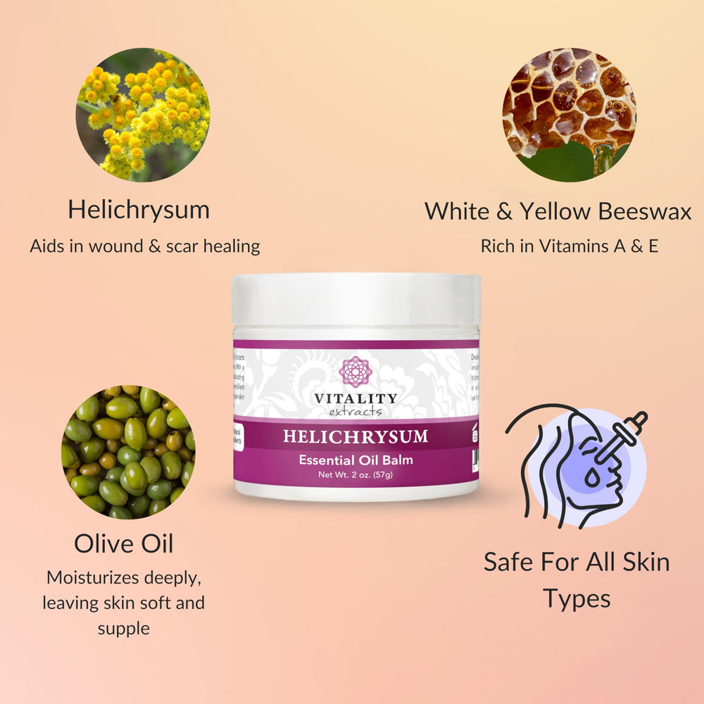 Vitality Helichrysum Balm white-yellow beeswax closeup suggests natural skin-supporting oils