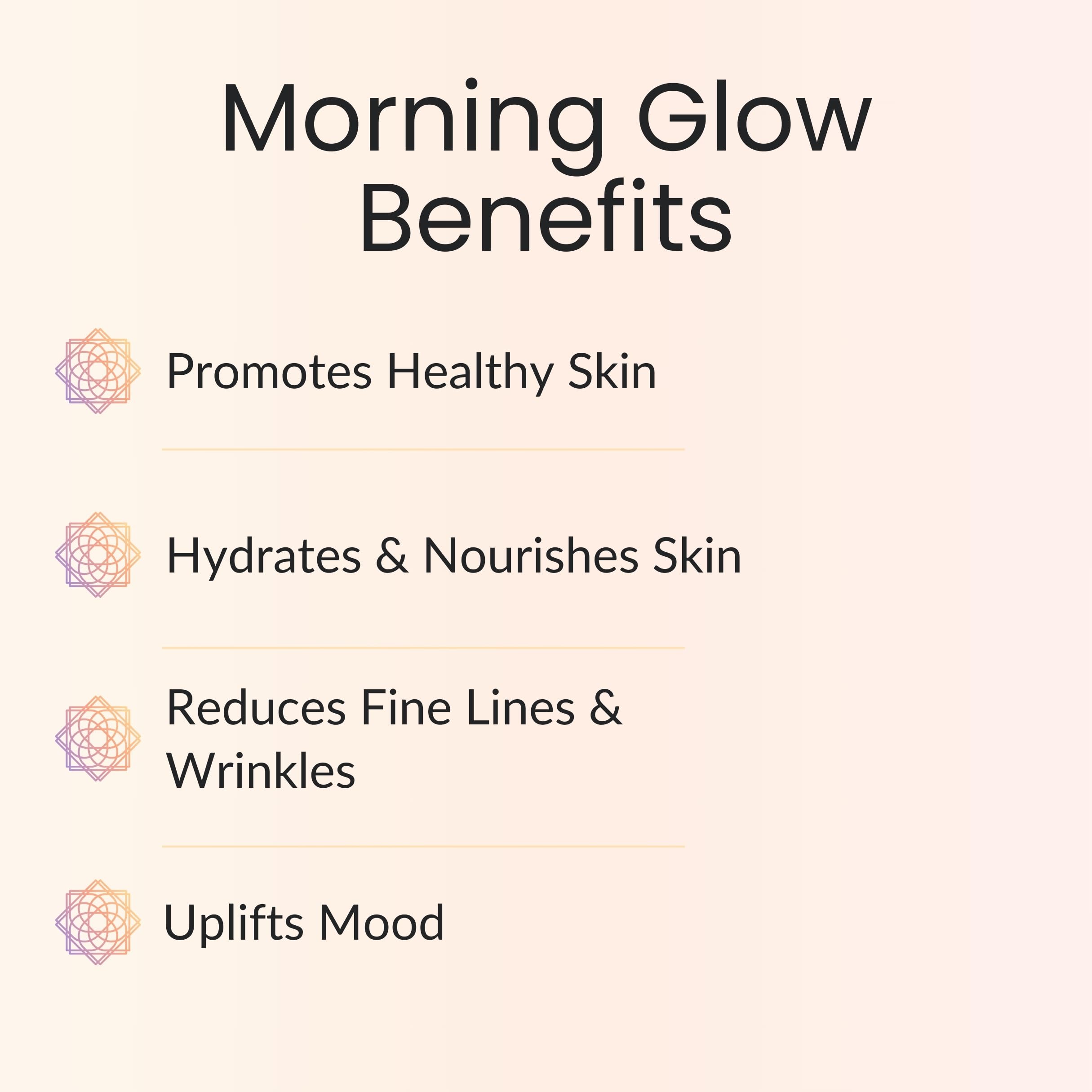 Vitality Morning Glow packaging front emphasizes vegan, toxin-free, GCMS-tested formula