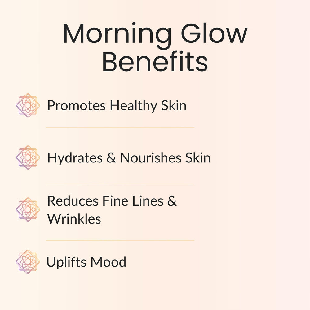 Vitality Morning Glow packaging front emphasizes vegan, toxin-free, GCMS-tested formula