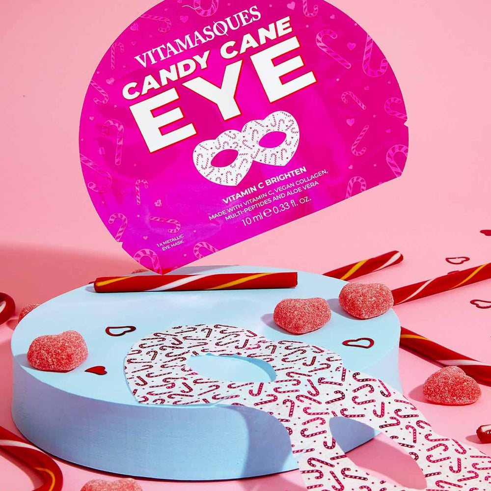 Vitamasques Candy Cane Mask Set packaging closeup for gifting.