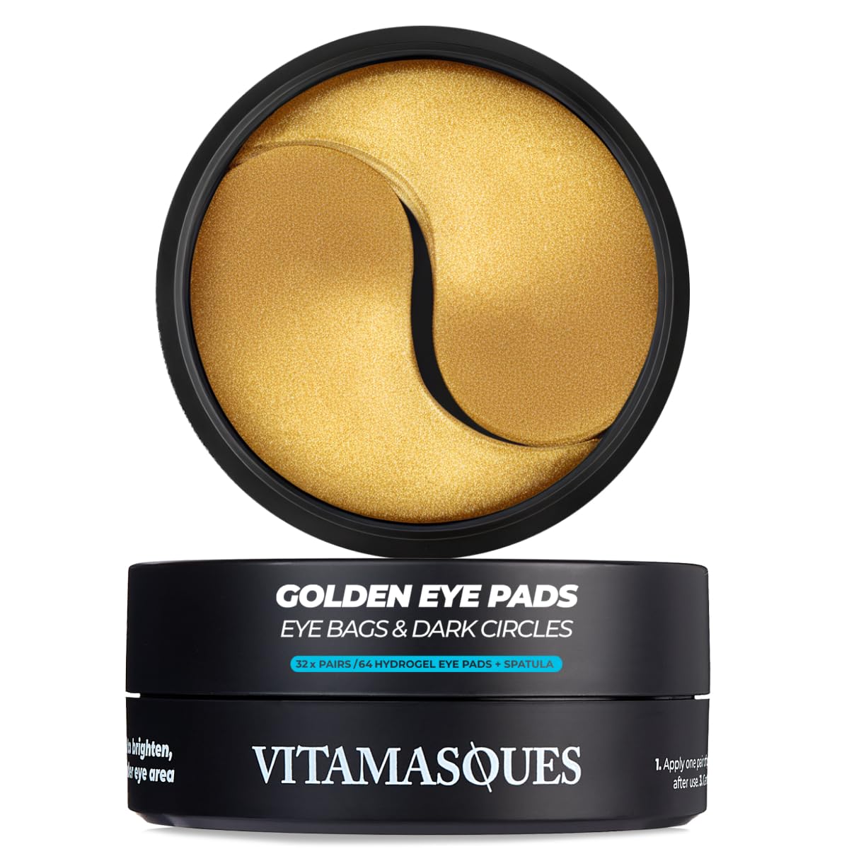 Vitamasques Golden Hydrogel Eye Pads closeup, cooling under-eye care
