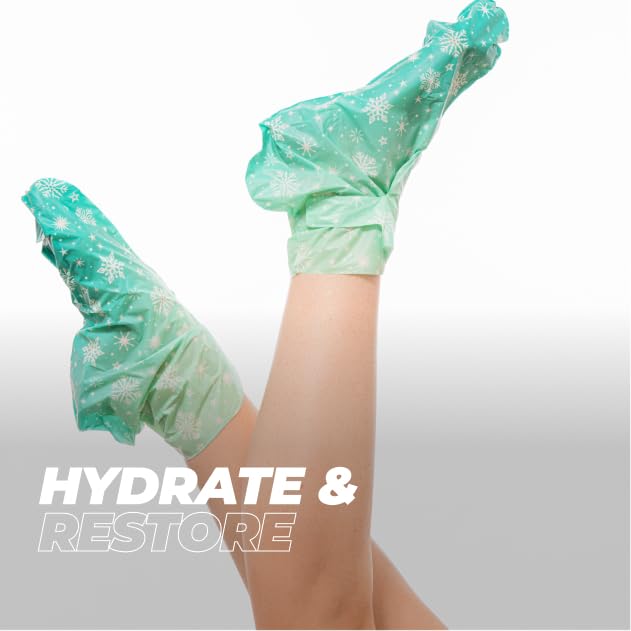 Vitamasques Holiday Snow Bliss Foot Mask packaging highlights nourishing ceramides for cracked feet
