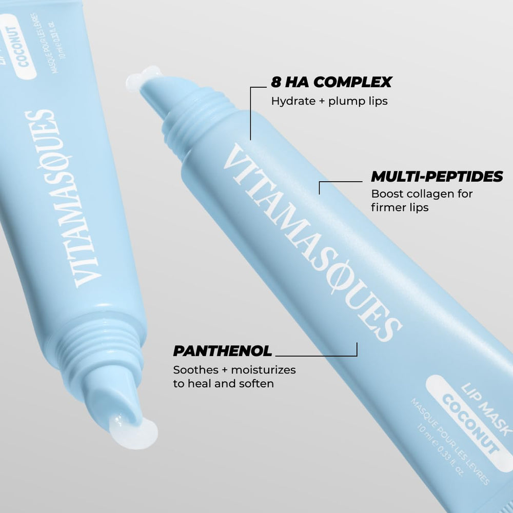 Conjunto de 3 tubos de mascarilla labial Vitamasques para cuidado nocturno.