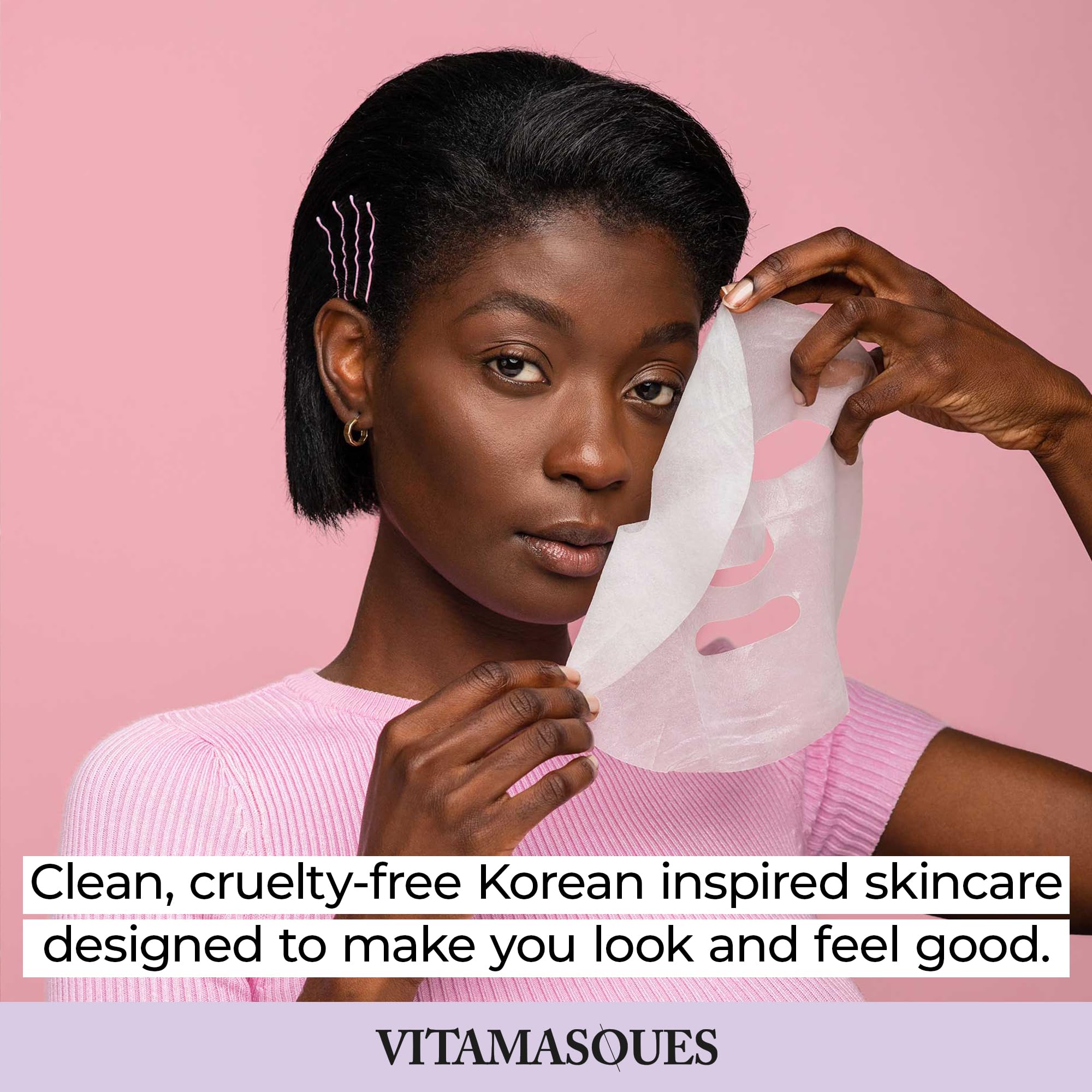 Vitamasques retinol pomegranate mask closeup for renewed texture and smoother appearance.