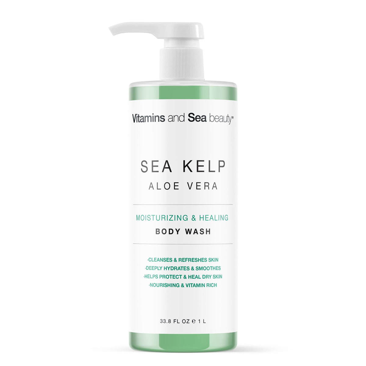 VITAMINS AND SEA BEAUTY moisturizing body wash bottle-front for daily use.