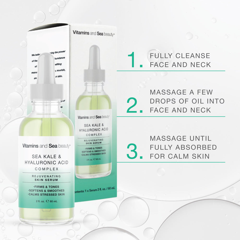 Vitamins and Sea Beauty soothing serum under makeup use for calm skin