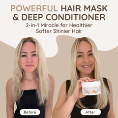 VITAMINS Keratin Hair Mask application demonstrates easy steps for revitalized curls and frizz control