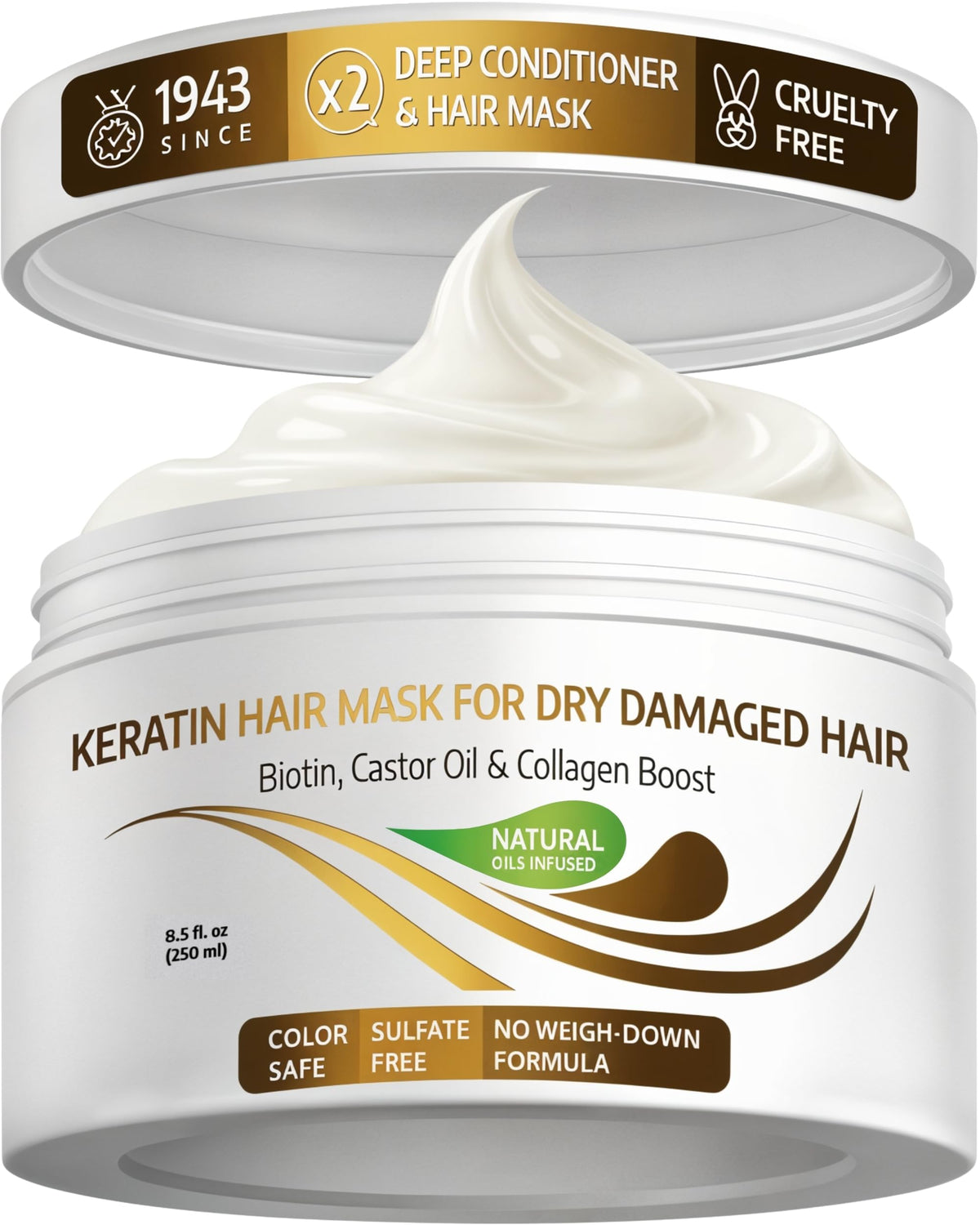 VITAMINS Hair Cosmetics Keratin Hair Mask bottle shows premium deep conditioning for damaged hair