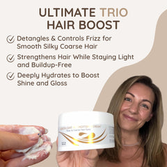 VITAMINS Hair Cosmetics Keratin Leave-In curls close-up demonstrates curl definition.