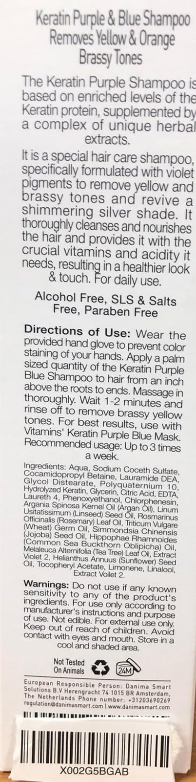 VITAMINS hair cosmetics keratin and oil-infused formula nourishes damaged strands.