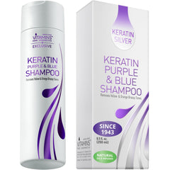 VITAMINS hair cosmetics Keratin Purple Shampoo bottle pour delivers smooth toning for blondes.