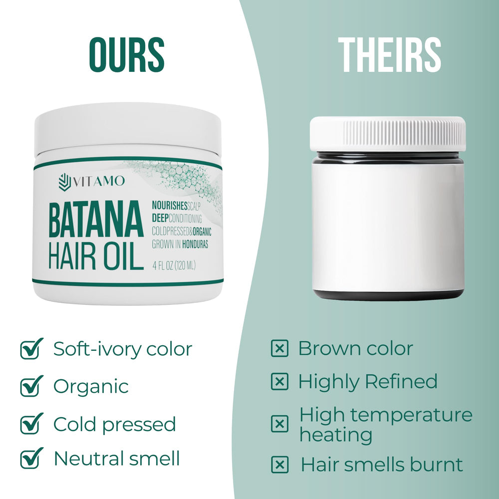 Vitamo Batana application on the scalp for gentle massaging and potential nourishment.