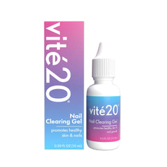 VITÉ20 Nail Clearing Gel bottle with apple extracts for gentle daily nail care.
