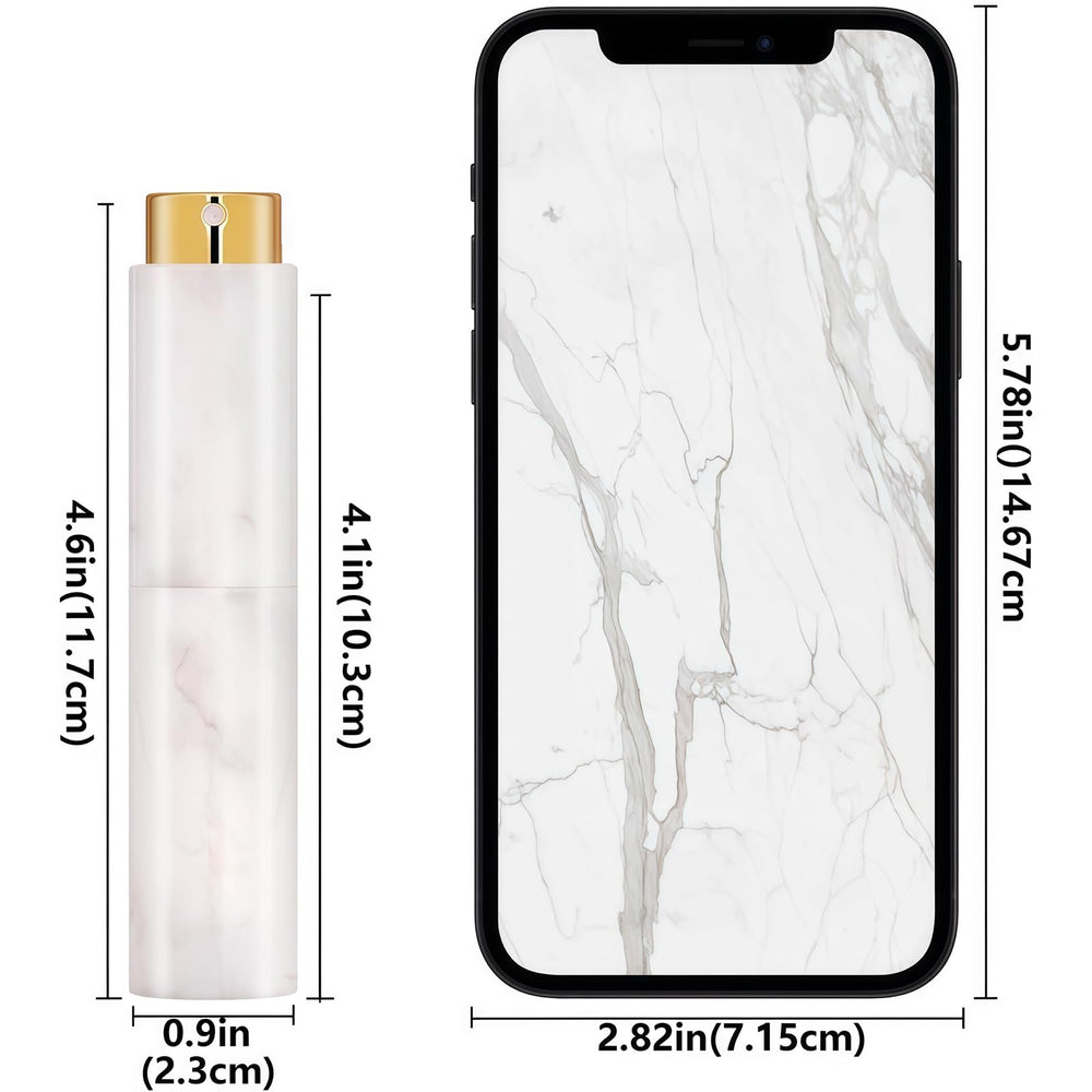 Vitog portable cologne dispenser with marble texture, leak-proof and bag-safe