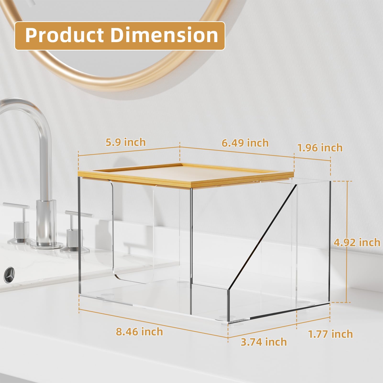 VITVITI face towel box shows towel levels and bamboo-trim accent for modern appeal.
