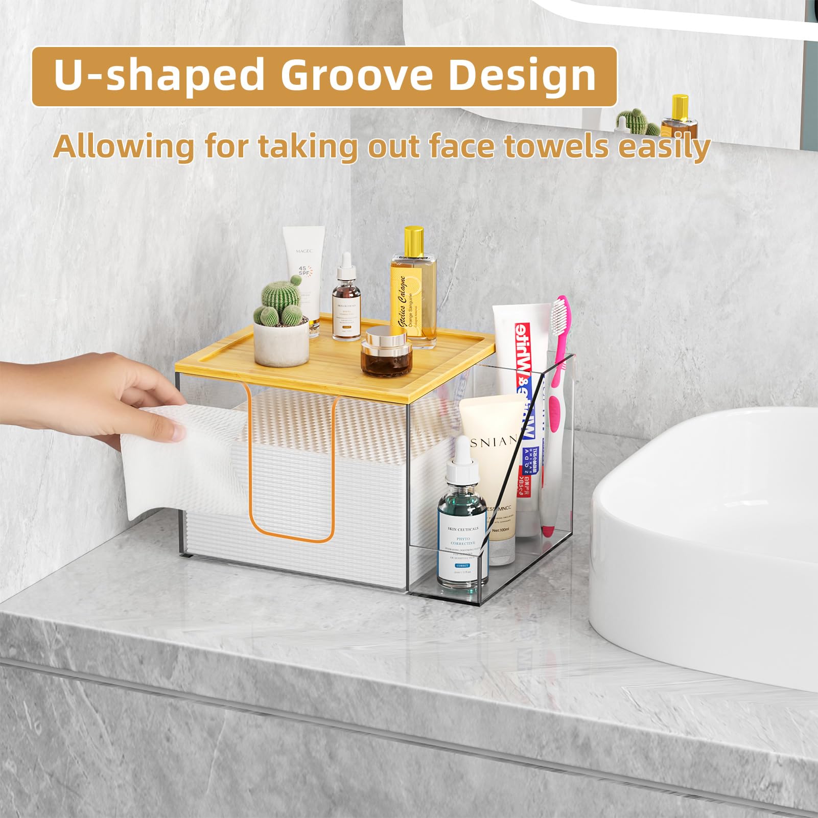 VITVITI U-shaped opening provides easy face towel access during routines.
