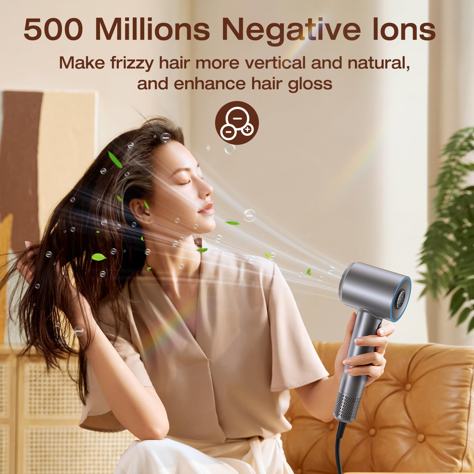 VivaEase hair dryer ionic technology for smoother, shinier hair.