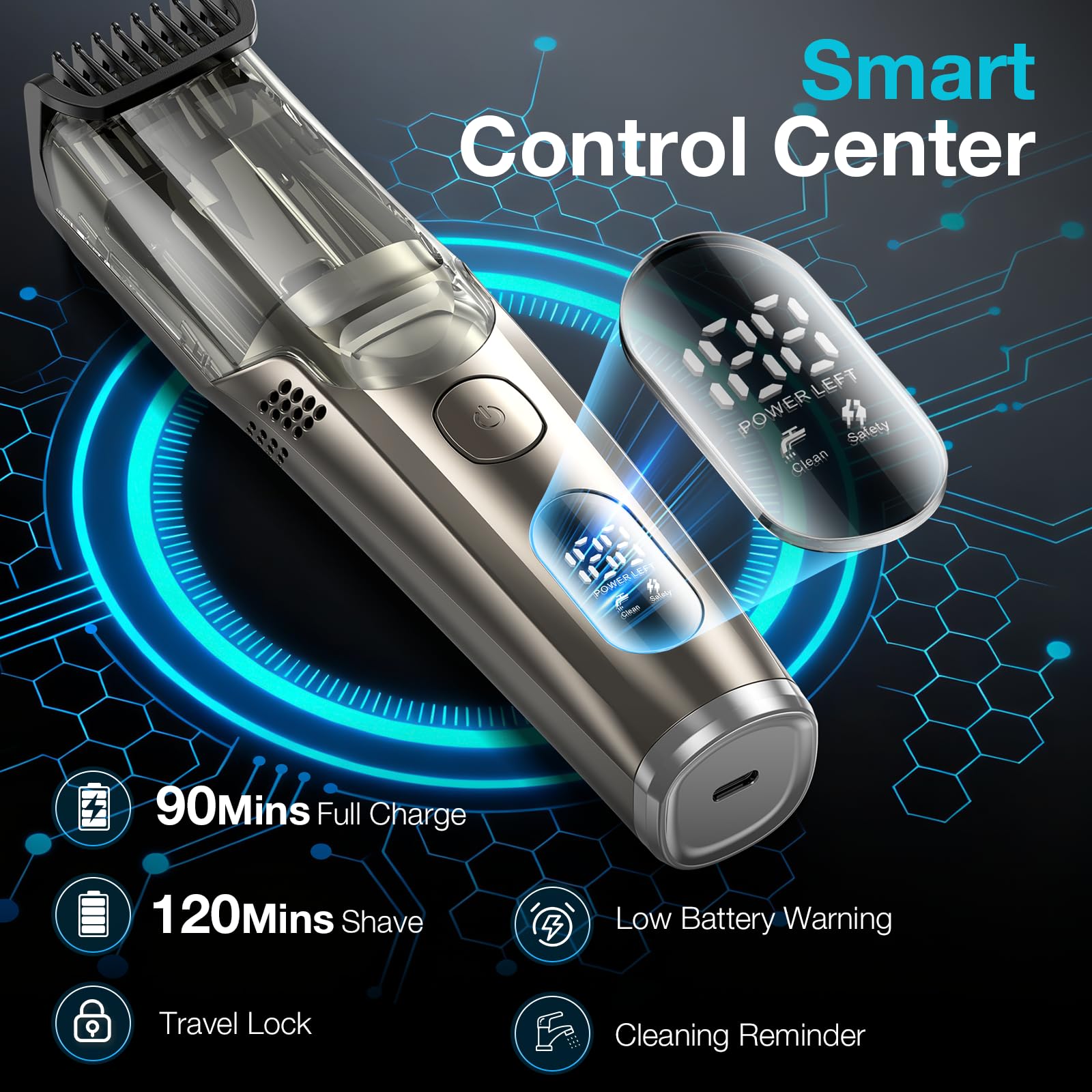 Low-noise motor of VivaEase trimmer for discreet grooming sessions.