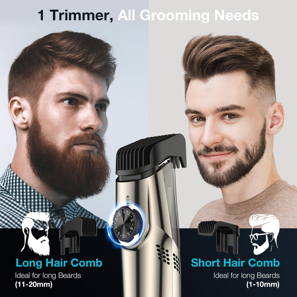 VivaEase vacuum beard trimmer with two combs demonstrates precise length options.