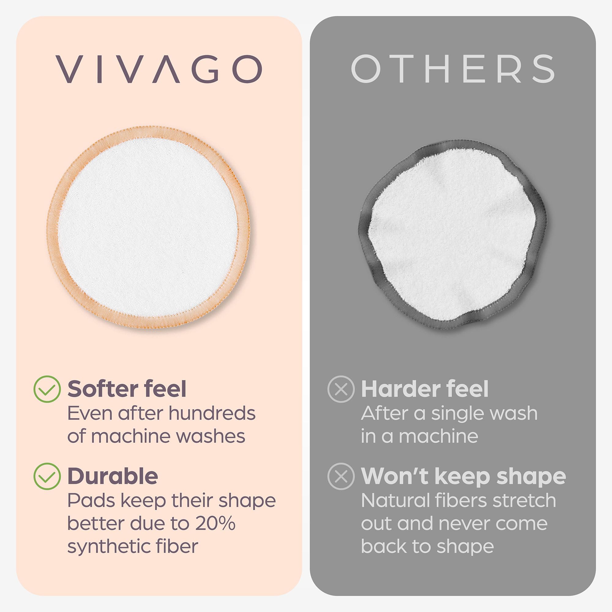 VIVAGO face cleansing with rounds in use shows soft, effective makeup removal.