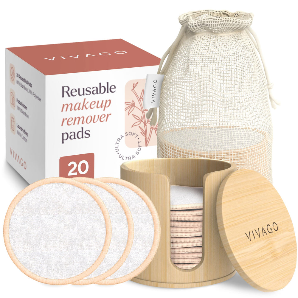 VIVAGO reusable cotton rounds pack front view for zero-waste skincare routines.