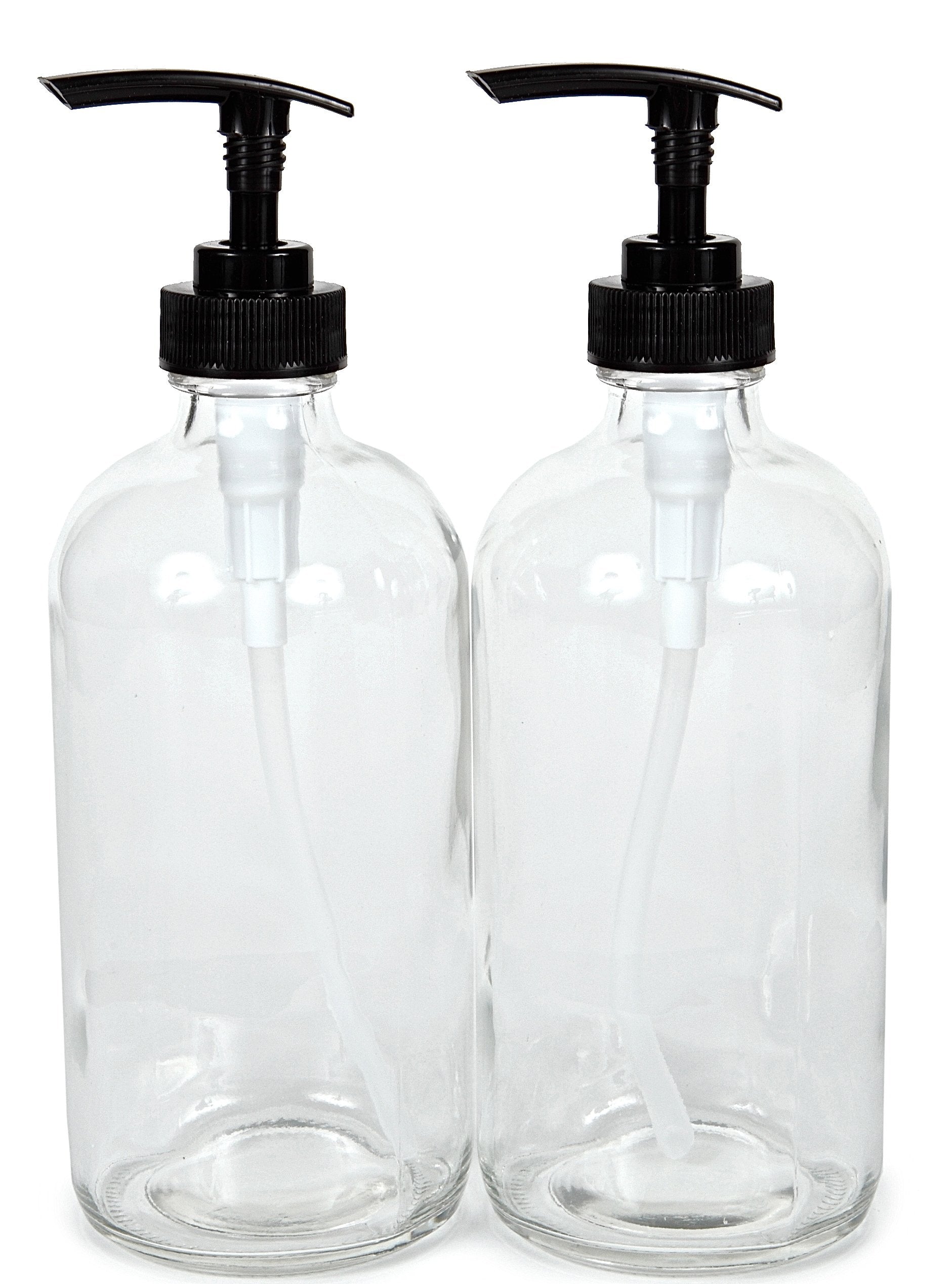 Vivaplex 2-Pack 16oz Clear Glass Bottles with Black Pumps – Canadian ...