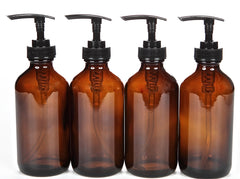 Vivaplex amber glass bottle with black pump, ideal for DIY soaps and oils.