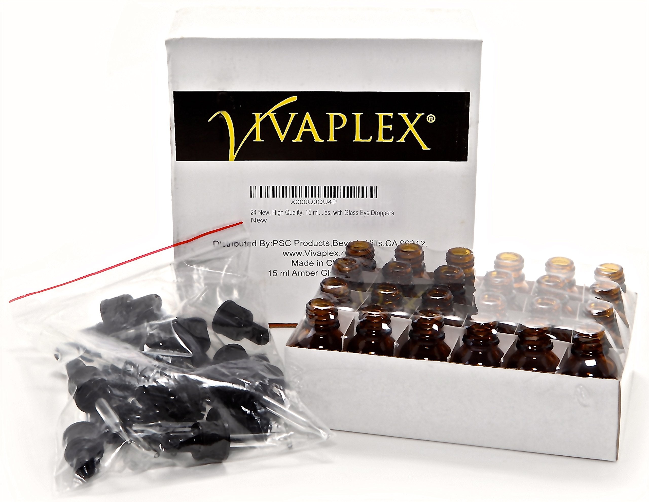 Vivaplex travel-size amber bottle fits purse for on-the-go storage.